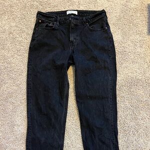 Abercrombie & Fitch Women's Dark Blue Straight Leg Jeans